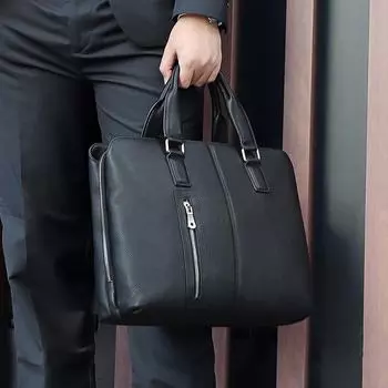 Мужская сумка Jiameida из натуральной кожи - деловой портфель для ноутбука 14 дюймов 15 inches шоколадный