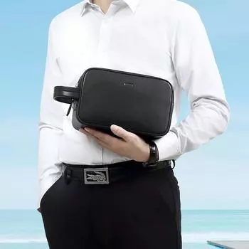 Мужская сумка-клатч большой вместимости с кодовым замком, мужская сумка-клатч из натуральной кожи с оберткой на запястье чёрный