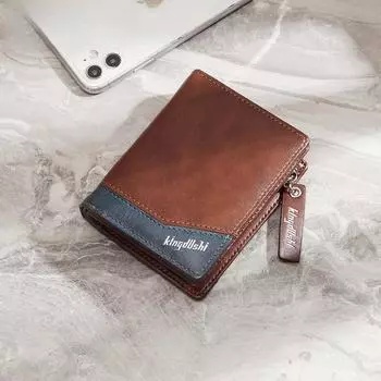 Мужская сумка-кошелек из искусственной кожи на молнии с цепочкой: Кошелек для карт и монет чёрный