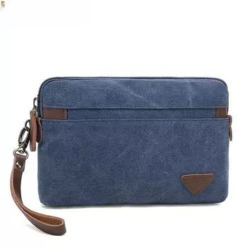 Мужская сумка-кошелек на запястье, клатч, повседневная сумка-клатч из холста на молнии жёлтый