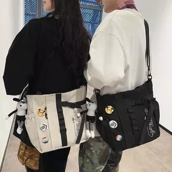 Мужская сумка-мессенджер большой емкости, студенческая сумка, женская сумка через плечо чёрный