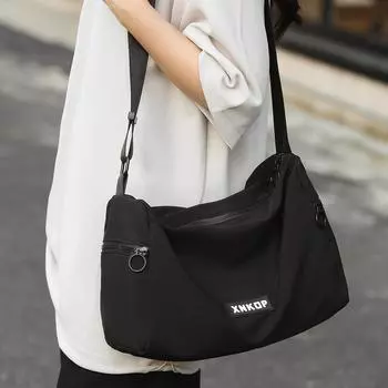 Мужская сумка-мессенджер большой вместимости, однотонная женская сумка через плечо, нейлоновая сумка через плечо чёрный