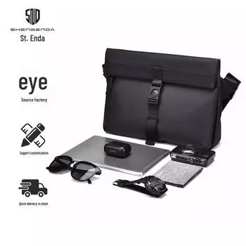 Мужская сумка-мессенджер через плечо большой вместимости с возможностью нанесения логотипа — легкая, подходит для планшета, идеально подходит для бизнеса и путешествий синий