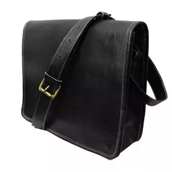 Мужская сумка-мессенджер через плечо для ноутбука, черная женская сумка из козьей кожи