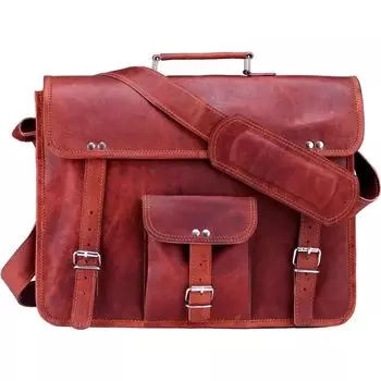 Мужская сумка-мессенджер для ноутбука из свежей кожи в винтажном стиле, ручной работы, портфель-сатчел 16 x 12 x 5 in коричневый