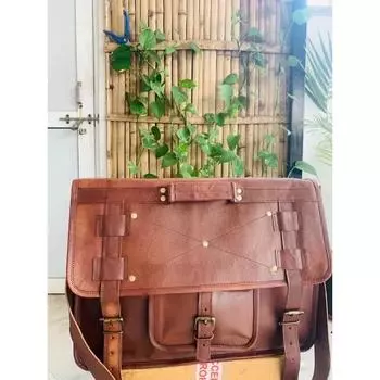 Мужская сумка-мессенджер для ноутбука ручной работы от художника, портфель ручной работы, сумка-сатчел 18 x 14 x 6 in коричневый