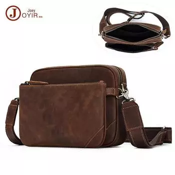 Мужская сумка-мессенджер и сумка через плечо Crazy Horse из высококачественной кожи 6736 Crazy Horse Leather коричневый