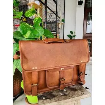 Мужская сумка-мессенджер из бычьей кожи винтажного коричневого цвета на плечо для ноутбука, портфель 18 x 14 x 6 in коричневый