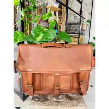 Мужская сумка-мессенджер из бычьей кожи винтажного коричневого цвета на плечо для ноутбука, портфель 18 x 14 x 6 in коричневый
