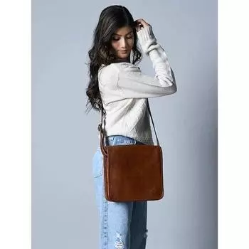 Мужская сумка-мессенджер из козьей кожи, настоящая сумка-портфель для ноутбука, коричневый портфель 11 x 9 x 3 in коричневый