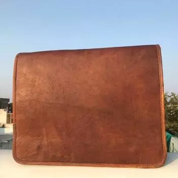 Мужская сумка-мессенджер из козьей кожи Настоящая сумка-сэтчел из натуральной кожи для ноутбука коричневый портфель 11 x 9 x 3 in коричневый
