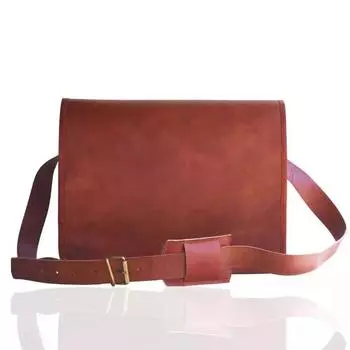 Мужская сумка-мессенджер из козьей кожи в винтажном стиле для ноутбука, портфель ручной работы 11 x 9 x 3 in коричневый