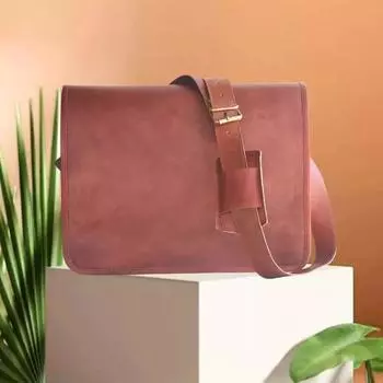 Мужская сумка-мессенджер из козьей кожи в винтажном стиле для ноутбука, портфель ручной работы 11 x 9 x 3 in коричневый