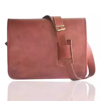 Мужская сумка-мессенджер из козьей кожи в винтажном стиле для ноутбука, портфель ручной работы 11 x 9 x 3 in коричневый