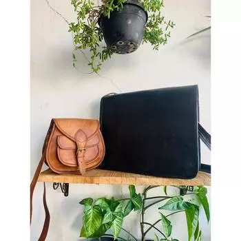 Мужская сумка-мессенджер из козьей кожи ручной работы, черная сумка для ноутбука ( Бесплатная подарочная сумка-слинг коричневого цвета размером 9 x 7 x 3 дюйма ) 10 x 13 x 4 in чёрный