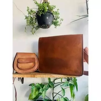 Мужская сумка-мессенджер из козьей кожи ручной работы коричневого цвета ( Бесплатная подарочная сумка-слинг коричневого цвета размером 9 x 7 x 3 дюйма ) 11 x 9 x 3 in коричневый