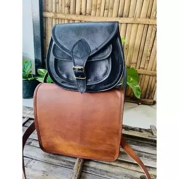 Мужская сумка-мессенджер из козьей кожи ручной работы коричневого цвета ( Бесплатные подарки. Черная сумка через плечо. Размер - 9 x 7 x 3 дюйма. ) 11 x 9 x 3 in коричневый