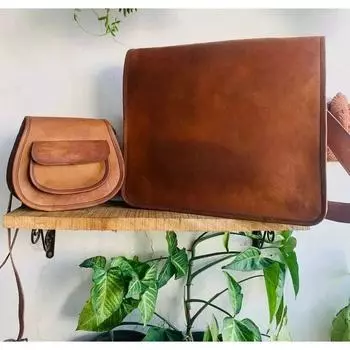 Мужская сумка-мессенджер из козьей кожи ручной работы коричневого цвета ( Бесплатная подарочная сумка-слинг коричневого цвета размером 9 x 7 x 3 дюйма ) 11 x 9 x 3 in коричневый