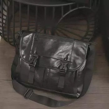 Мужская сумка-мессенджер из кожи в стиле ретро - 2024 Модная и универсальная с простым дизайном цепочки 13-inch