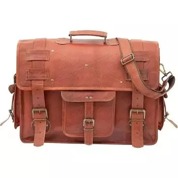 Мужская сумка-мессенджер из натуральной кожи Goat Enigma, сумка-портфель для ноутбука коричневого цвета 15 x 11 x 4 in коричневый