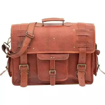 Мужская сумка-мессенджер из натуральной кожи Goat Enigma, сумка-портфель для ноутбука коричневого цвета 15 x 11 x 4 in коричневый