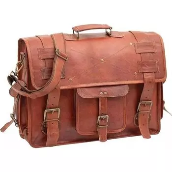 Мужская сумка-мессенджер из натуральной кожи Goat Enigma, сумка-портфель для ноутбука коричневого цвета 15 x 11 x 4 in коричневый