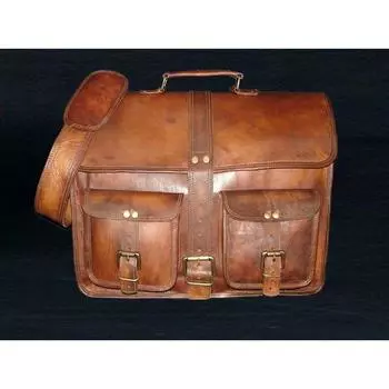 Мужская сумка-мессенджер из натуральной винтажной кожи, на плечо, для ноутбука, портфель 16 x 12 x 5 in