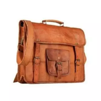 Мужская сумка-мессенджер из натуральной винтажной кожи 15 дюймов, портфель для ноутбука, женская сумка, коричневая 15 X 10 X 5 in коричневый