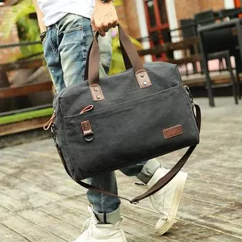 Мужская сумка-мессенджер из ретро-холща с застежкой-молнией 14-inch