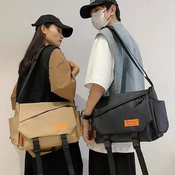 Мужская сумка-мессенджер, повседневная сумка через плечо большой емкости с буквенным принтом, сумка через плечо хаки