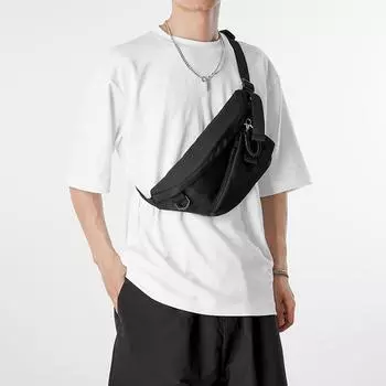 Мужская сумка-мессенджер, японская водонепроницаемая диагональная подвесная сумка, мужская сумка-портфель, нагрудная сумка Guochao, спортивная мужская сумка через плечо чёрный