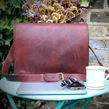 Мужская сумка-мессенджер ручной работы коричневого цвета, новая винтажная кожаная сумка через плечо для ноутбука 11 x 9 x 3 in коричневый