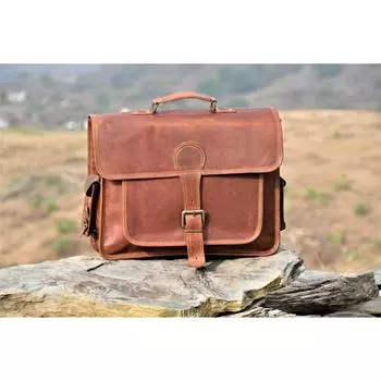 Мужская сумка-мессенджер в стиле ретро для ноутбука, коричневая винтажная кожаная сумка-портфель 11 x 15 x 4 in коричневый