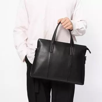 Мужская сумка модная цветная контрастная машинная строчка портфель легкая деловая повседневная компьютерная сумка чёрный