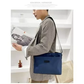 Мужская сумка, модная сумка, повседневная деловая сумка на одно плечо, диагональная компьютерная сумка, водонепроницаемый портфель one size чёрный