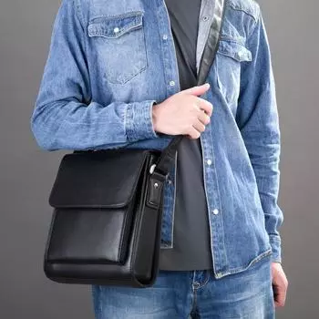 Мужская сумка Мужская сумка через плечо Кожаная сумка через плечо Мужская сумка в стиле ретро One Size