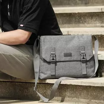Мужская сумка, мужская водонепроницаемая сумка большой емкости из ткани Оксфорд, сумка на плечо для отдыха, мода, работа, на каждый день, портфель для ноутбука 15,6 дюйма One Size светло-серый