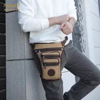 Мужская сумка на ногу и пояс из ретро-холща - Спорт на открытом воздухе и модные аксессуары 10-inch синий