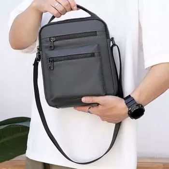 Мужская сумка на одно плечо, водонепроницаемая большая вместительная сумка на молнии, портативная ручка, регулируемые ремни, мужская и женская повседневная сумка через плечо чёрный
