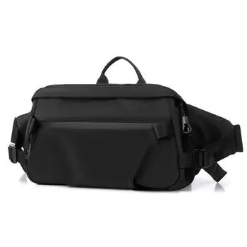 Мужская сумка на талию и плечо в корейском стиле большой вместимости чёрный