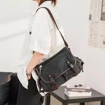 Мужская сумка Новая парусиновая сумка через плечо Повседневная сумка через плечо Мужская модная модная сумка Повседневная корейская версия IPAD Повседневный рюкзак One Size