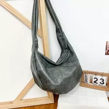 Мужская сумка-пельмень большой вместимости, многофункциональная повседневная нагрудная сумка, плечевая сумка из ПУ кожи, унисекс серый