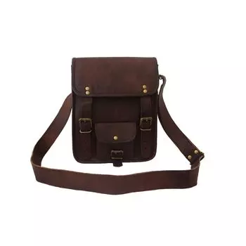 Мужская сумка-портфель из натуральной винтажной кожи, длинная сумка-мессенджер, портфель для ноутбука 11 X 9 X 4 in коричневый