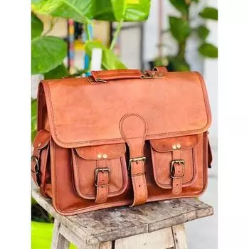 Мужская сумка-портфель ручной работы из кожи Pring в винтажном стиле для ноутбука 11 x 9 x 4 in коричневый