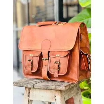 Мужская сумка-портфель ручной работы из кожи Pring в винтажном стиле для ноутбука 16 x 12 x 5 in коричневый