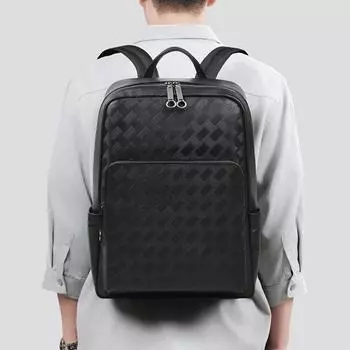 Мужская сумка, рюкзак из натуральной кожи, мужской простой однотонный рюкзак из коровьей кожи первого слоя, многофункциональный компьютерный рюкзак чёрный