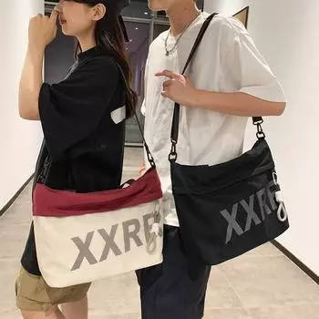 Мужская сумка-тоут с цветными блоками, студенческая сумка на плечо большой емкости серый