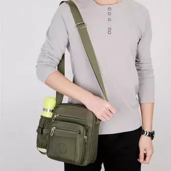 Мужская сумка, водонепроницаемая нейлоновая сумка через плечо, мужская сумка через плечо, большая вместимость, повседневная мужская и женская многослойная сумка-чайник темно-синий