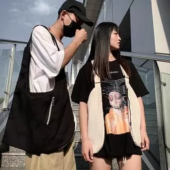 Мужская сумка-жилет, регулируемые лямки, карманы на молнии, топы-карго, холщовая сумка, рюкзак в стиле жилета большой вместимости