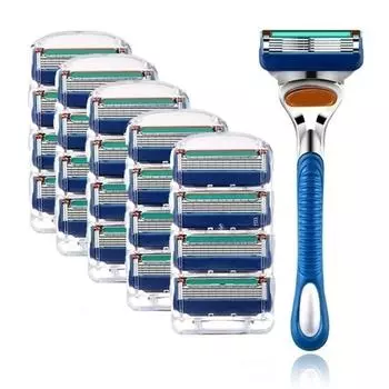 Мужская суперострая бритва с 5-слойными лезвиями (1 ручка) 4/8/12/16/20 шт. аксессуаров для ножей 1 blade holder/4 blades